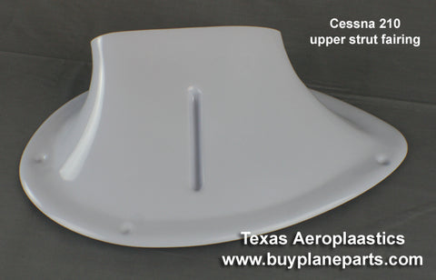 Cessna 210 airplane upper right strut fairing 34-01-05RWS-80A. Replaces OEM part number 1227002-4. Manufactured by Texas Aeroplastics.